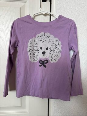Tea Collection Girls' Lavender Long-Sleeve Tee with Dog Face 4T